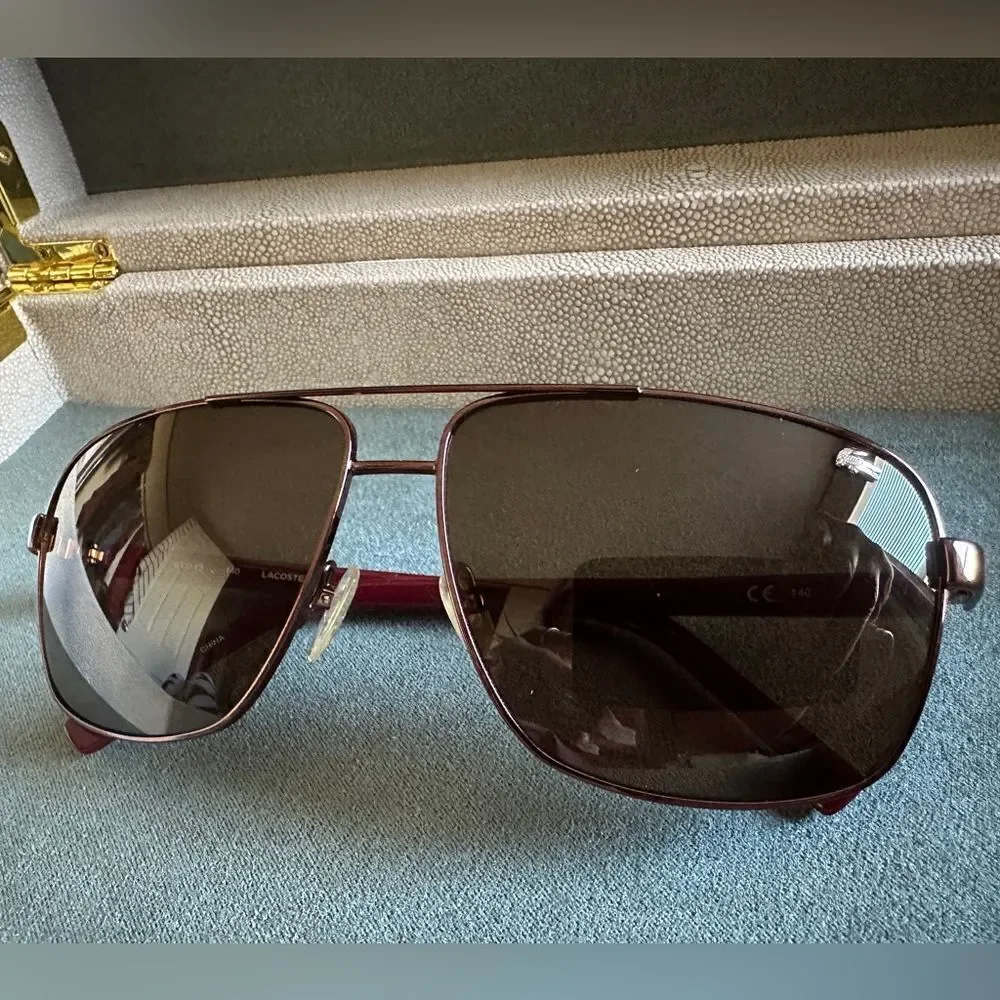 Lacoste brown and red sunglasses for men Lacoste L162S – Unworn & Stylish